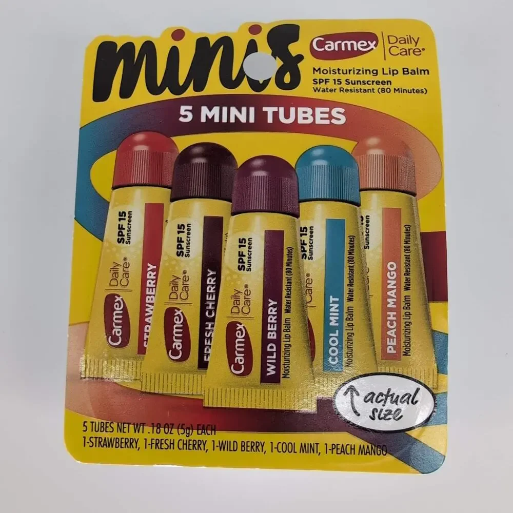 Carmex Daily Care Minis Moisturizing Lip Balm Tubes with SPF 15 - Set of 5 - New